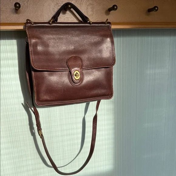 Vintage 1998 Coach Willis 9927 Mahogany Brown Leather Turnlock Crossbody Satchel - Picture 5 of 14